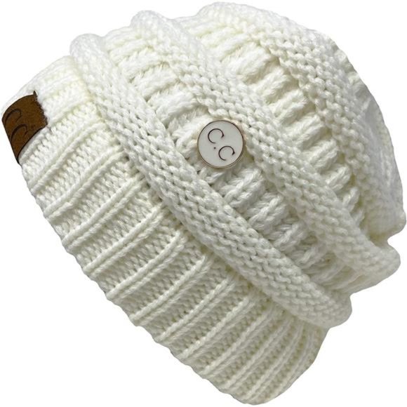 Funky Junque Women\'s Beanie Ribbed Knit Hat Chunky Slouchy Side Button Skullcap main image 4